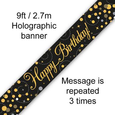 Buy Black & Gold Happy B'DAY Banner at NIS Packaging & Party Supply Brisbane, Logan, Gold Coast, Sydney, Melbourne, Australia