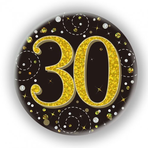 Black/Gold Sparkling Fizz #30 Badge 75mm NIS Packaging & Party Supply