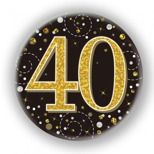 Black/Gold Sparkling Fizz #40 Badge 75mm NIS Packaging & Party Supply