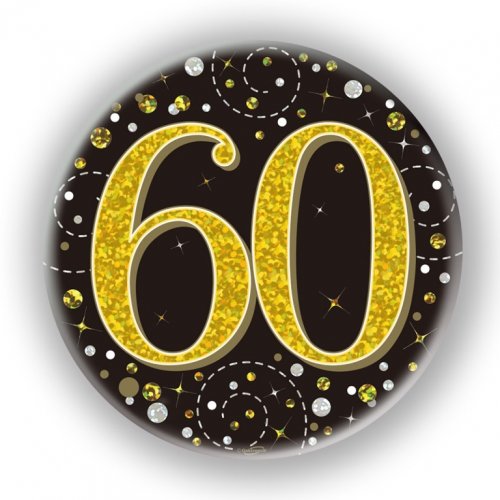 Black/Gold Sparkling Fizz #60 Badge 75mm NIS Packaging & Party Supply