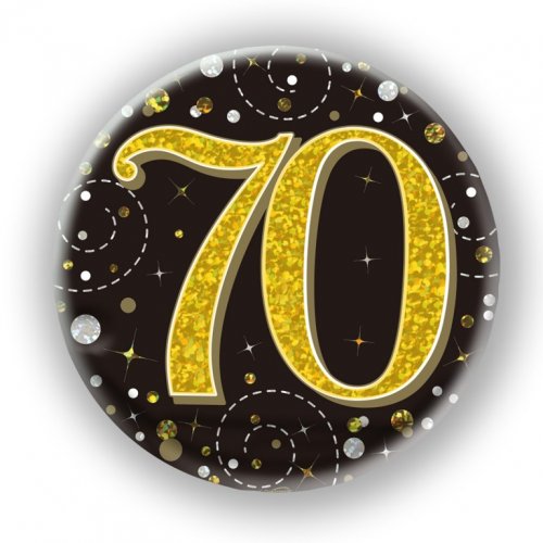 Black/Gold Sparkling Fizz #70 Badge 75mm NIS Packaging & Party Supply