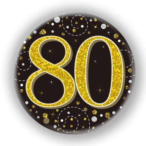 Black/Gold Sparkling Fizz #80 Badge 75mm NIS Packaging & Party Supply