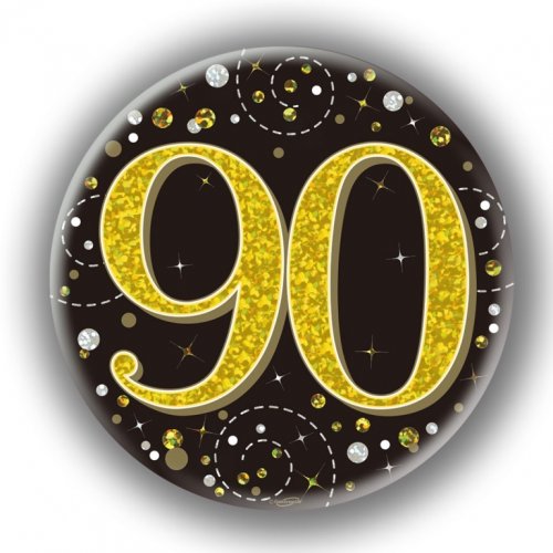 Black/Gold Sparkling Fizz #90 Badge 75mm NIS Packaging & Party Supply