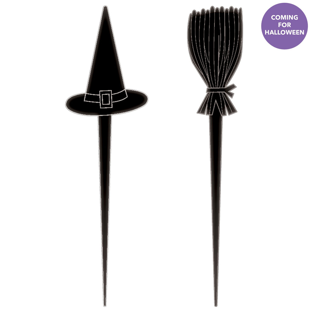 Black&White Witch Hats & Brooms Picks NIS Packaging & Party Supply