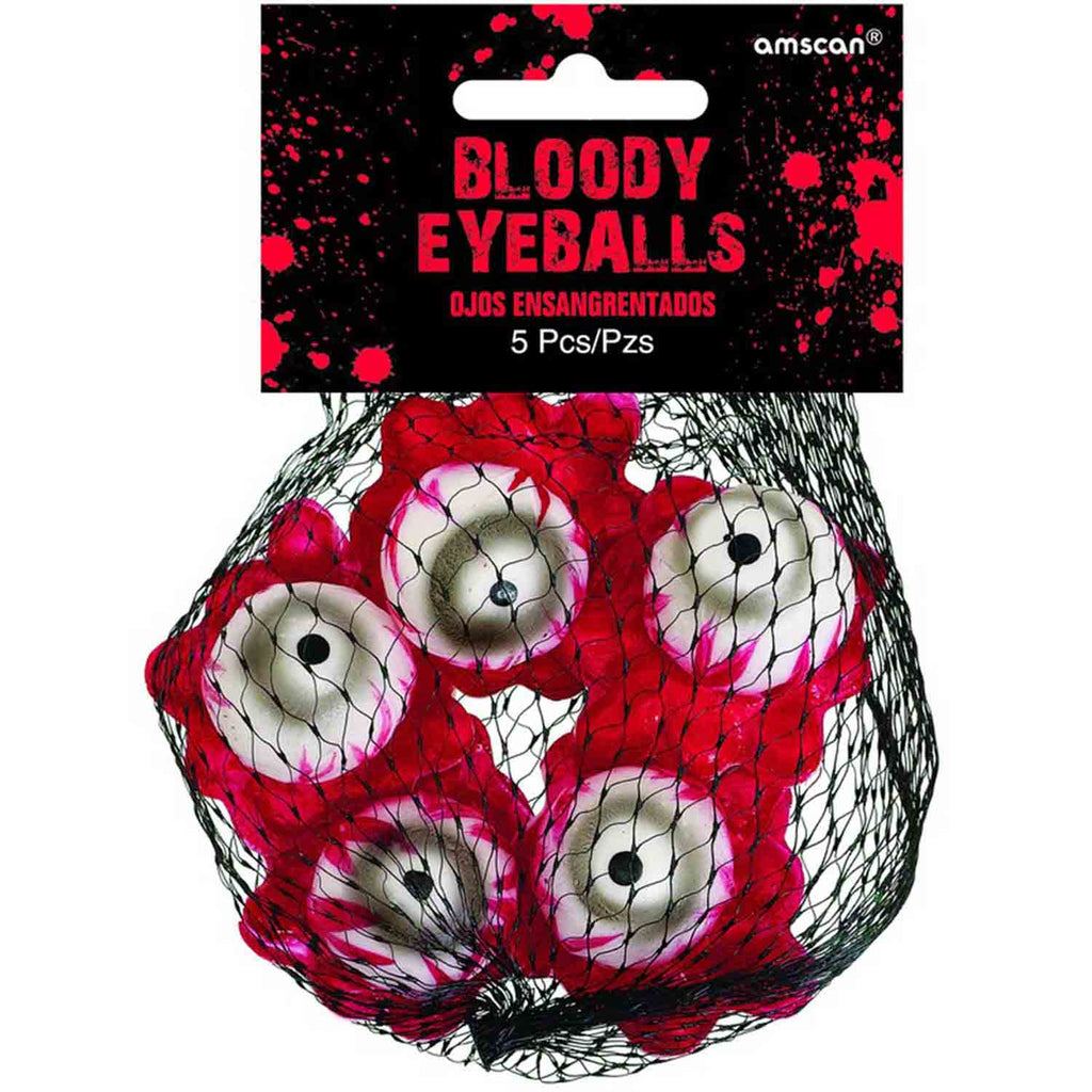 Bloody Eyeballs Decorations Plastic 5pcs NIS Packaging & Party Supply