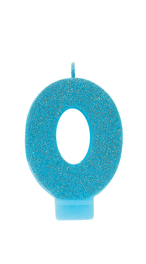 Blue Gilter Candle Number   # 0 NIS Packaging & Party Supply