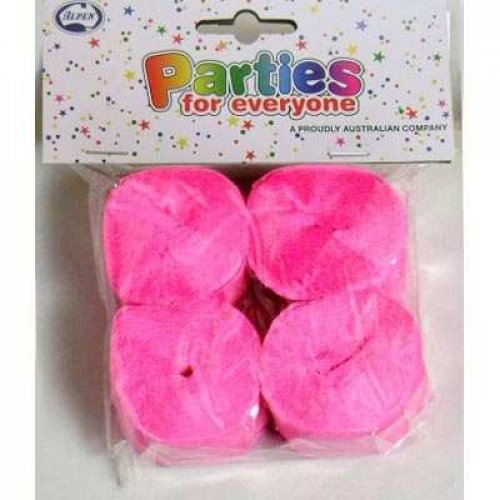 Bright Pink Crepe Streamer Pack of 4 NIS Packaging & Party Supply