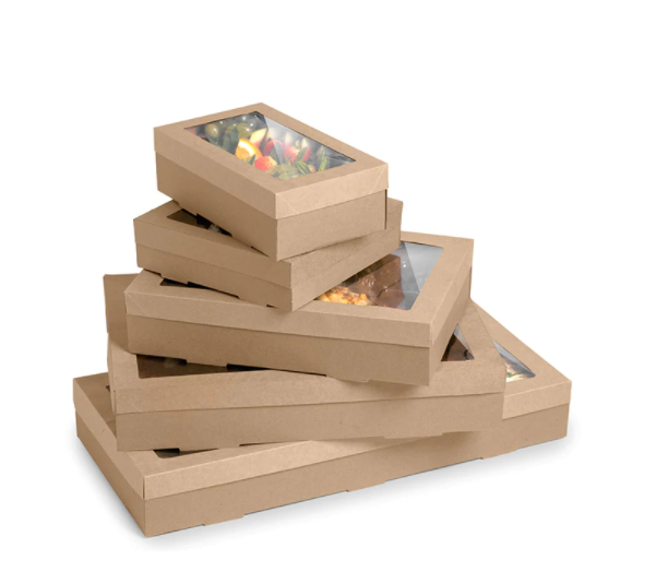 Brown Catering Tray - Medium  50mm High  with lid NIS Packaging & Party Supply