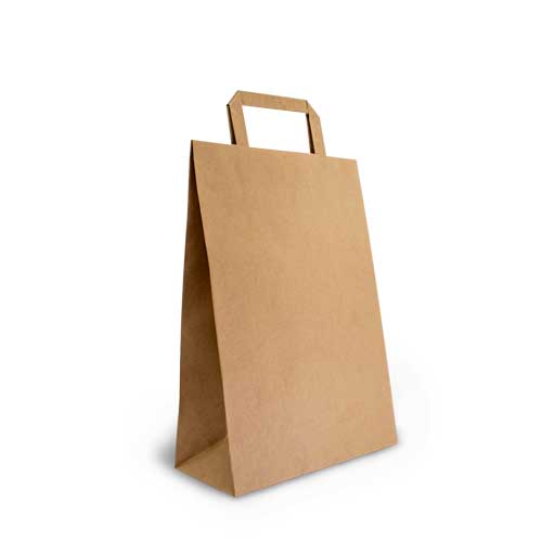 Brown Kraft Flat Handle Bags (265L × 160W × 70 mm) 50pk NIS Packaging & Party Supply