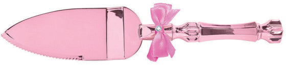 CAKE SERVER/SLICER PINK - ELECTROPLATED PLASTIC WITH BOW & GEM NIS Packaging & Party Supply