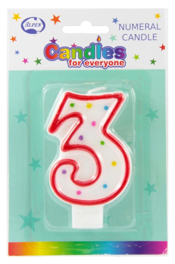 CANDLE NUMERAL #3 NIS Packaging & Party Supply