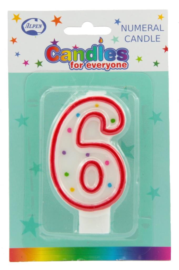 CANDLE NUMERAL#6 NIS Packaging & Party Supply