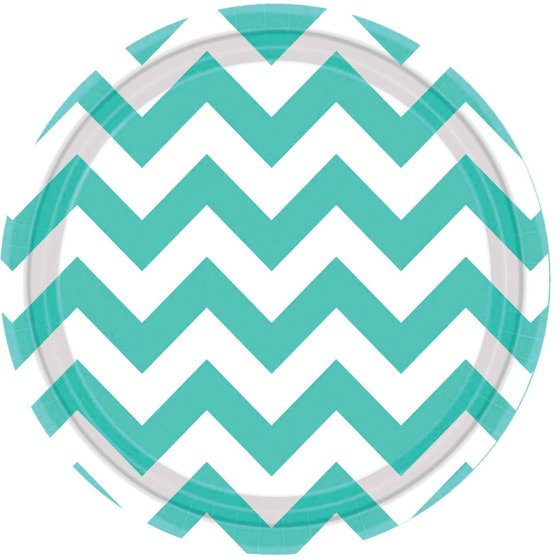 CHEVRON 23CM Round Plates Robin's-Egg Blue 8PK NIS Packaging & Party Supply