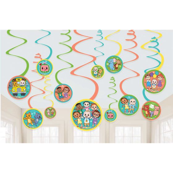 COCOMELON Spiral Decorations Value Pack NIS Packaging & Party Supply