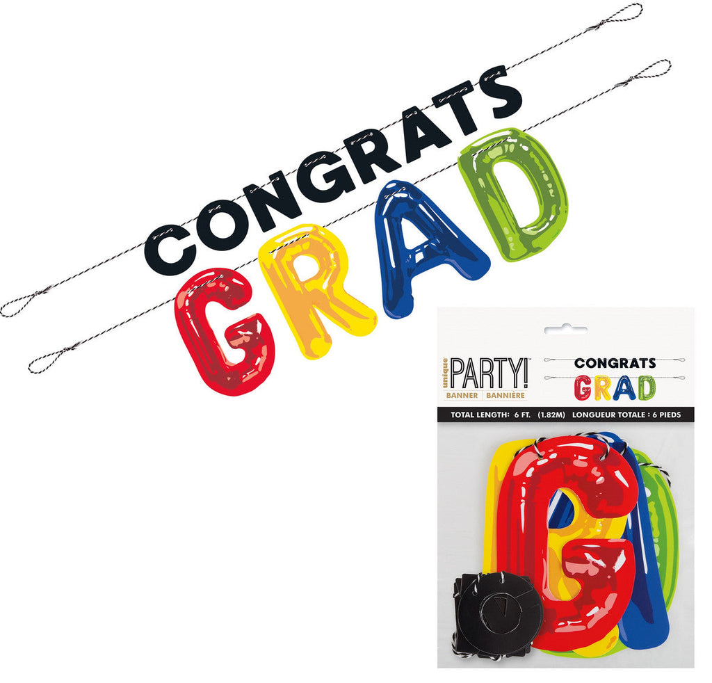 CONGRATS GRAD 2 PIECE LETTER BANNER 1.8M (6') NIS Packaging & Party Supply