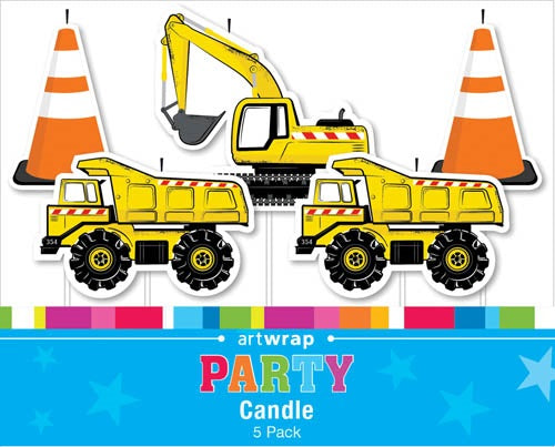 CONSTRUCTION Candles Picks 5PK NIS Packaging & Party Supply