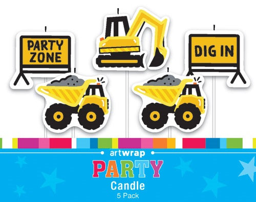 CONSTRUCTION Party Candles 5pk NIS Packaging & Party Supply