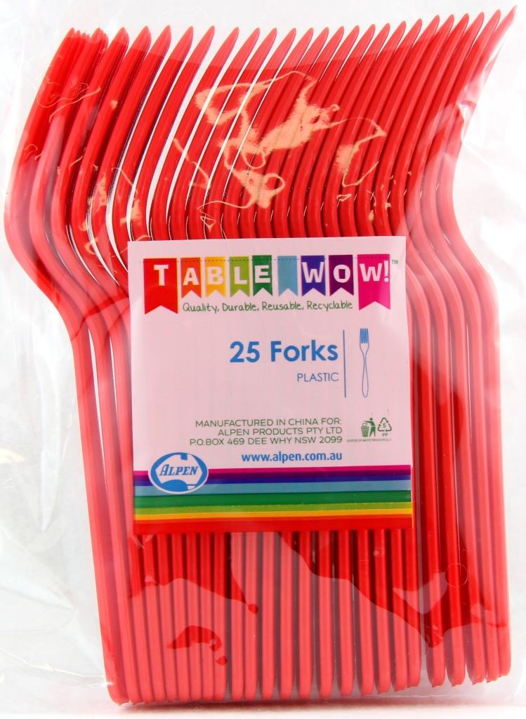 Buy CUTLERY RED FORK P25 at NIS Packaging & Party Supply Brisbane, Logan, Gold Coast, Sydney, Melbourne, Australia