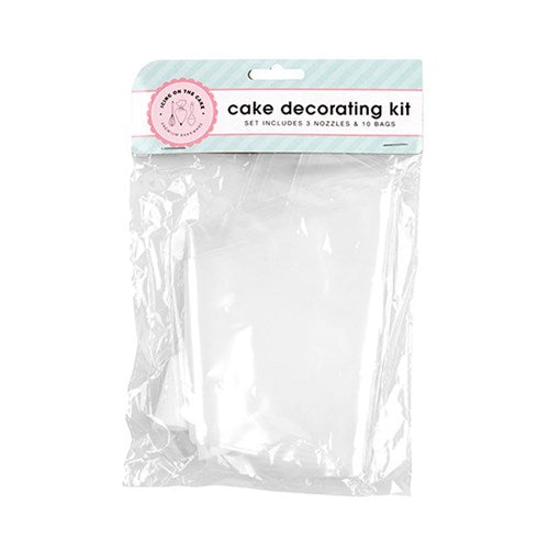Cake Decorating Kit Disposable Bag Pk10 with Nozzles Set of 3 NIS Packaging & Party Supply