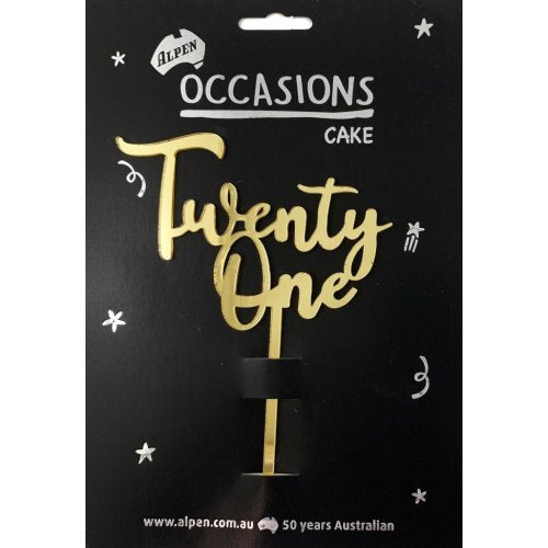 Cake Topper Gold Twenty One NIS Packaging & Party Supply