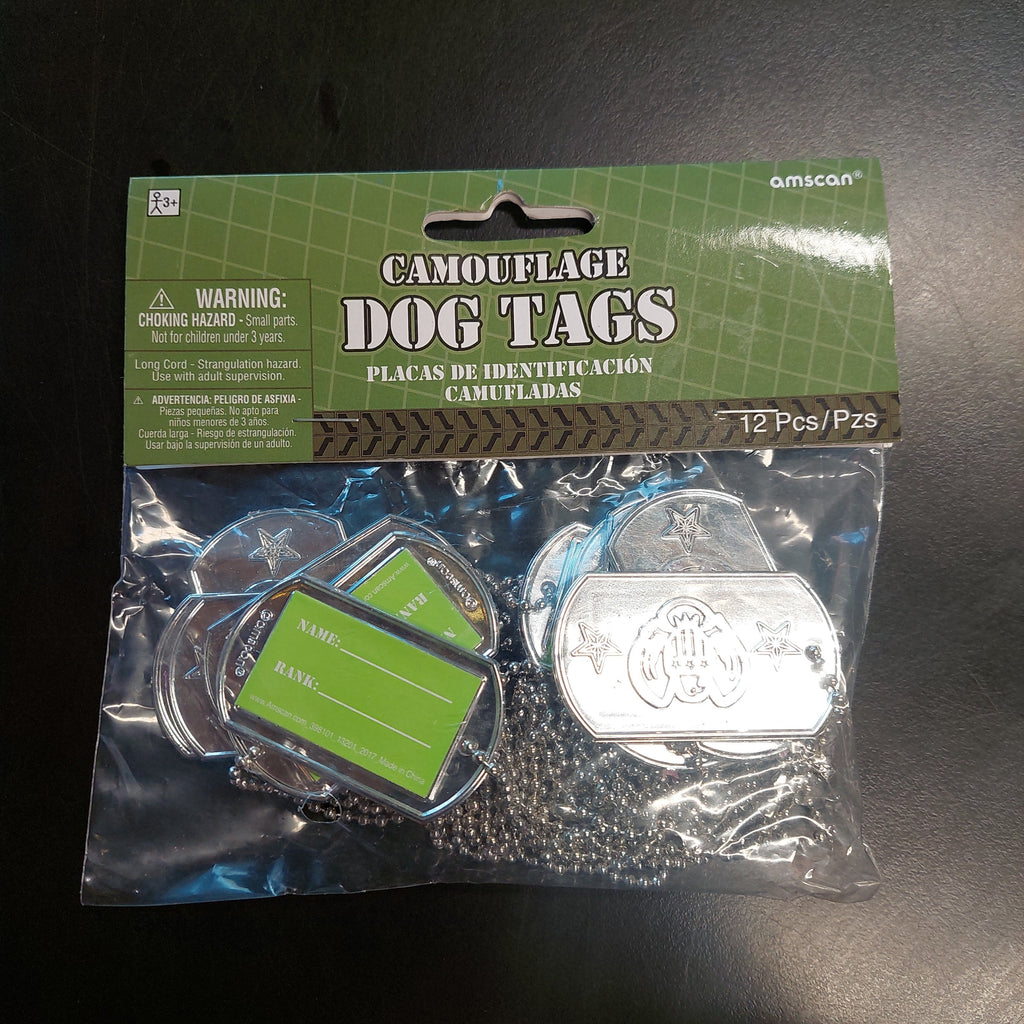 Buy Camouflage Dog Tags 12pcs at NIS Packaging & Party Supply Brisbane, Logan, Gold Coast, Sydney, Melbourne, Australia