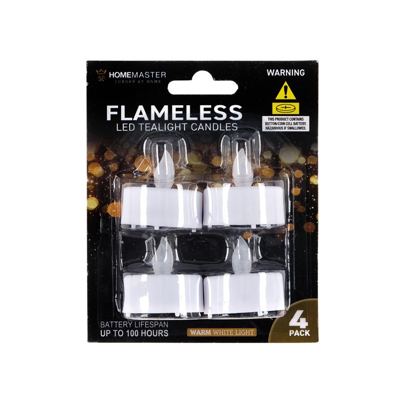 Candles LED Flameless Tealight Warm White 4pk NIS Packaging & Party Supply