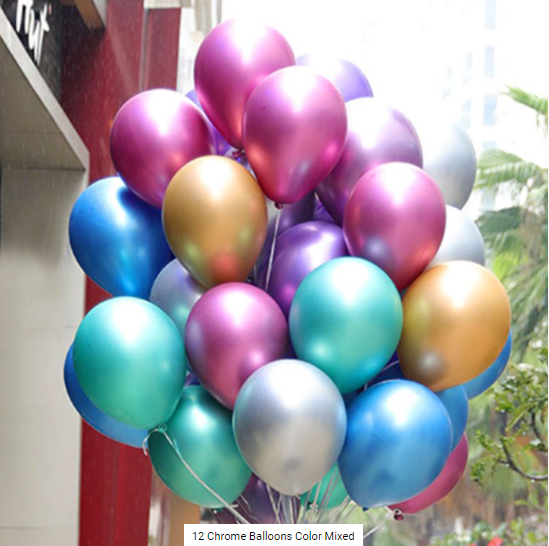 Buy Chome balloon 30cm mixed Color 12pk at NIS Packaging & Party Supply Brisbane, Logan, Gold Coast, Sydney, Melbourne, Australia