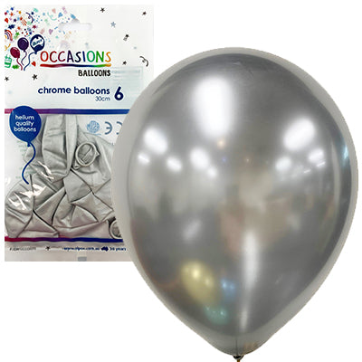 Buy Chrome Silver Colours 30cm Balloons at NIS Packaging & Party Supply Brisbane, Logan, Gold Coast, Sydney, Melbourne, Australia