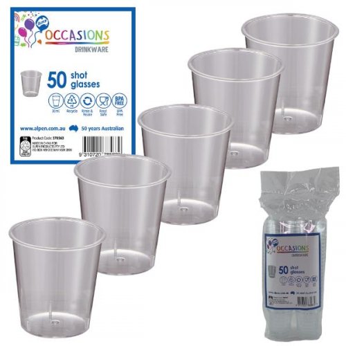 Clear Plastic Shot Glass 30ml Pack 50 NIS Packaging & Party Supply