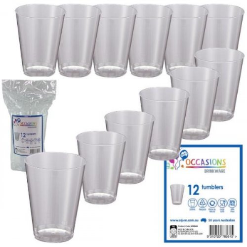 Clear Plastic Tumbler 200ml Pack 12 NIS Packaging & Party Supply