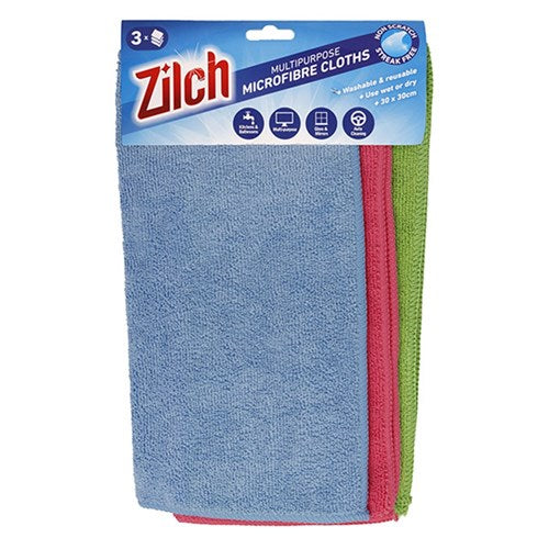 Cloth Cleaning Multipurpose Microfibre 30x30cm Pk3 NIS Packaging & Party Supply