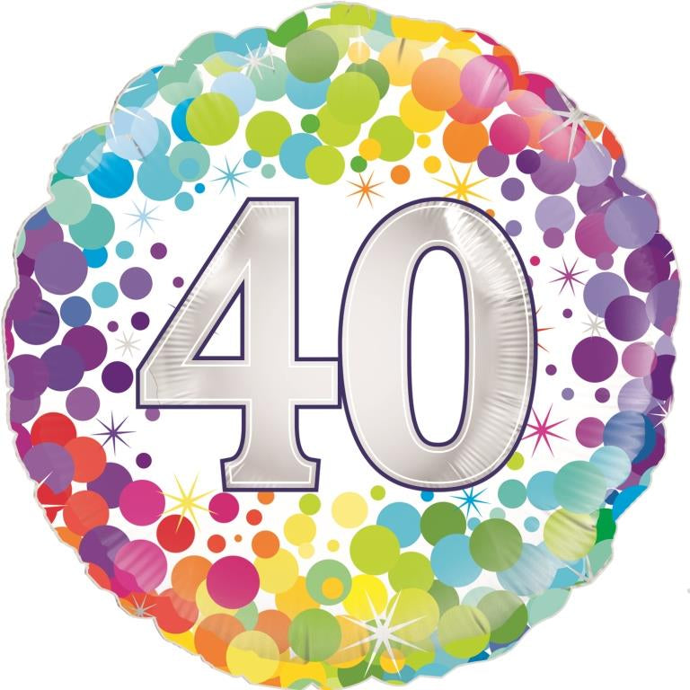 Buy Colourful Confetti 40 Birthday Round Foil Balloon at NIS Packaging & Party Supply Brisbane, Logan, Gold Coast, Sydney, Melbourne, Australia