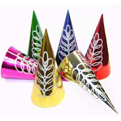 Buy Cone Hat 250mmn Foil & Glitter Mixed Colours at NIS Packaging & Party Supply Brisbane, Logan, Gold Coast, Sydney, Melbourne, Australia