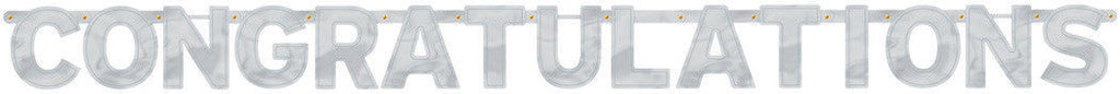 Congratulations Letter Banner Silver NIS Packaging & Party Supply