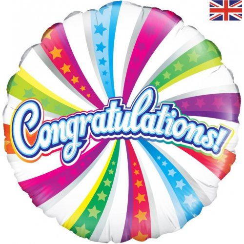 Congratulations Swirl Foil Balloon 45cm NIS Packaging & Party Supply