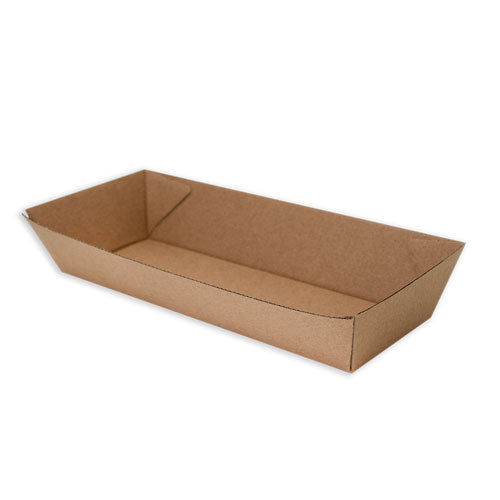 Corrugated/Kraft Hot Dog Open Tray 50 pk (205 × 70 × 40 mm) NIS Packaging & Party Supply