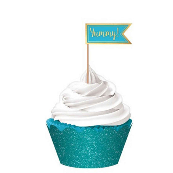 Cupcake Kit CARIBBEAN BLUE Hot Stamp & Glitter NIS Packaging & Party Supply