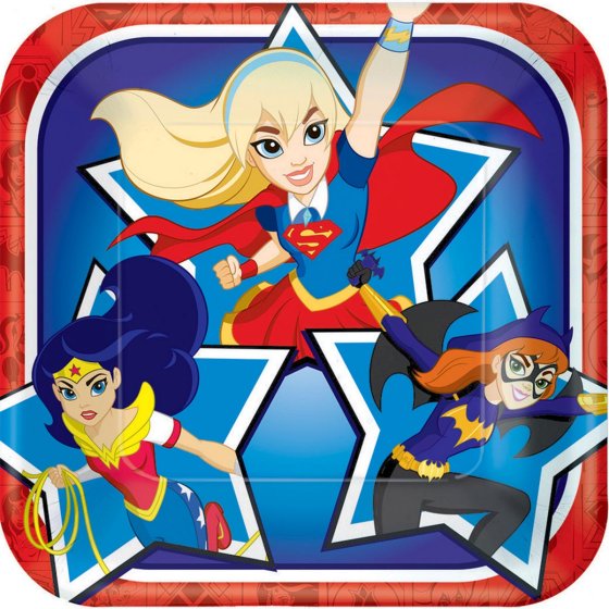 DC Superhero Girls 17CM Square Paper Plates 8PK NIS Packaging & Party Supply