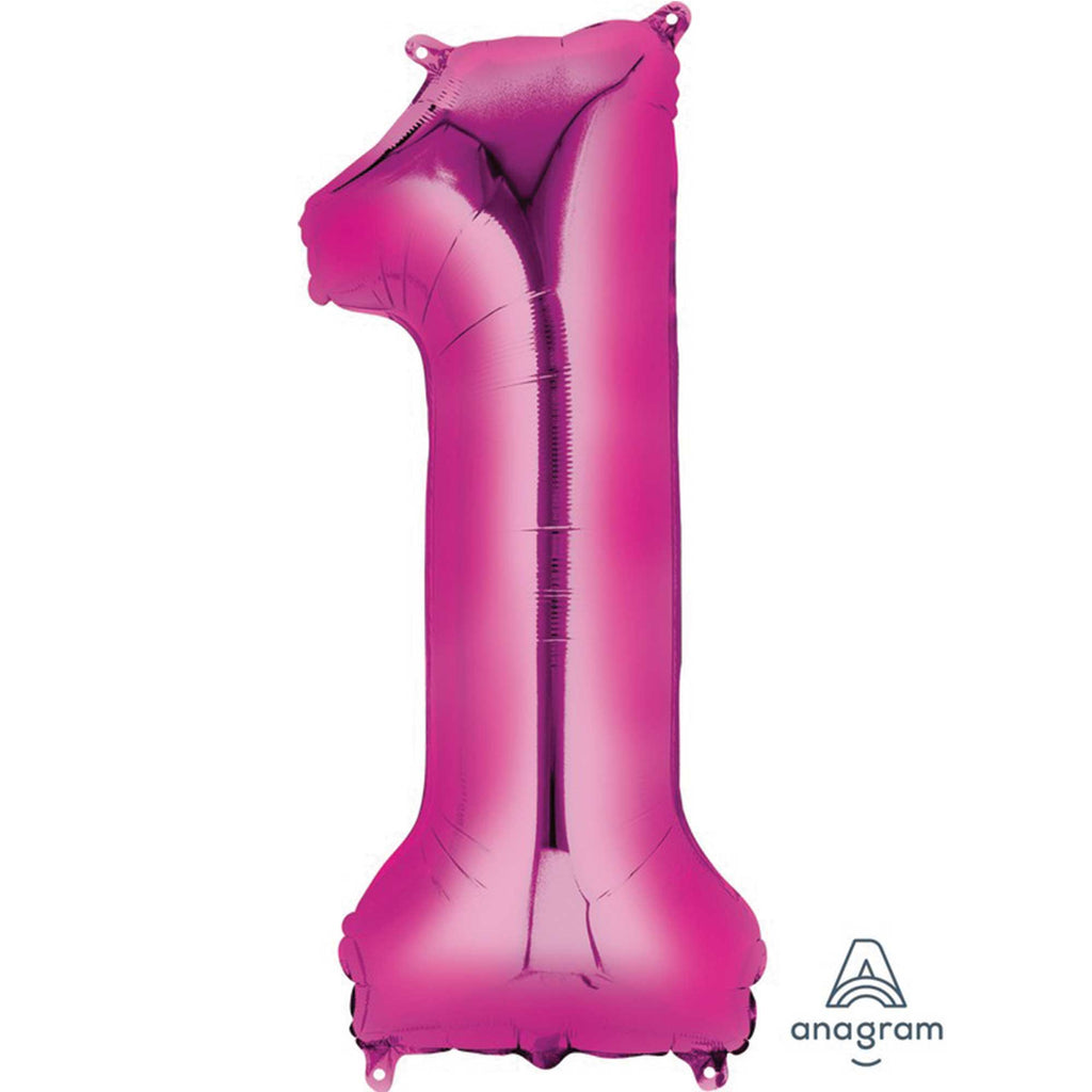 Dark Pink Foil balloon Number# 1 NIS Packaging & Party Supply