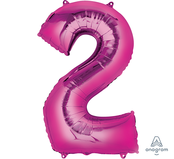 Dark Pink Foil balloon Number# 2 NIS Packaging & Party Supply