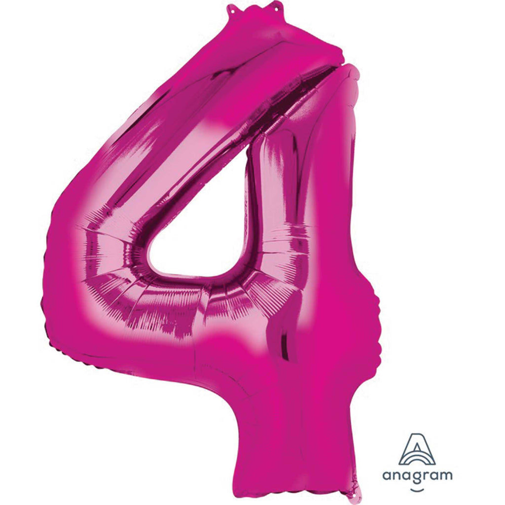Dark Pink Foil balloon Number# 4 NIS Packaging & Party Supply