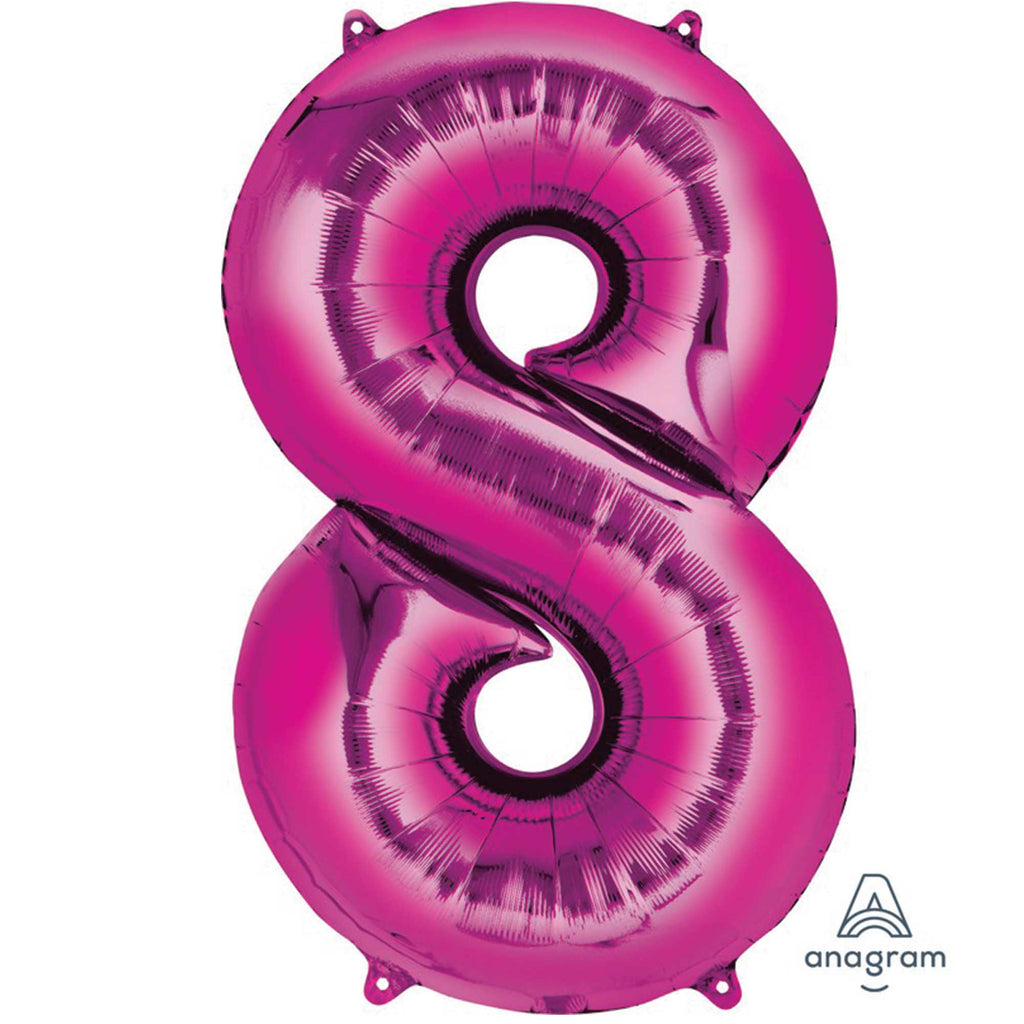 Dark Pink Foil balloon Number# 8 NIS Packaging & Party Supply