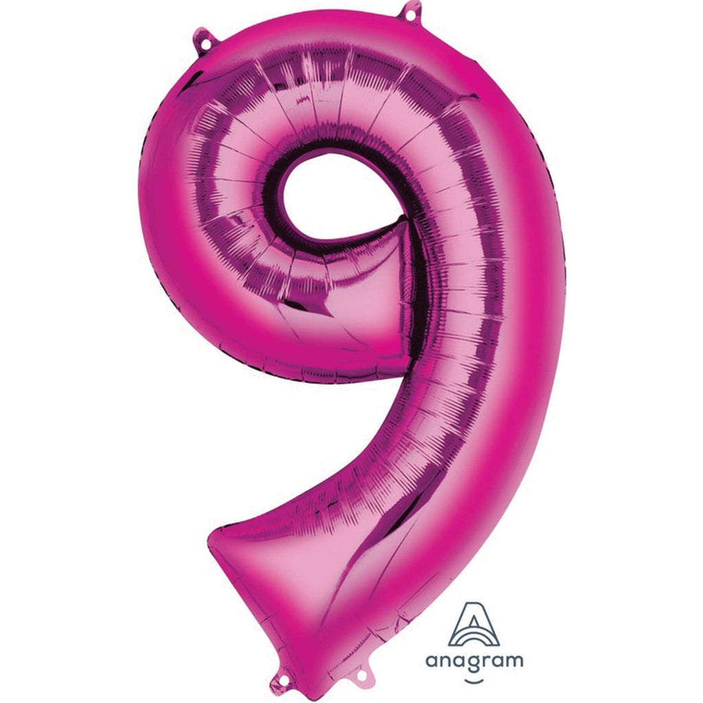 Dark Pink Foil balloon Number# 9 NIS Packaging & Party Supply