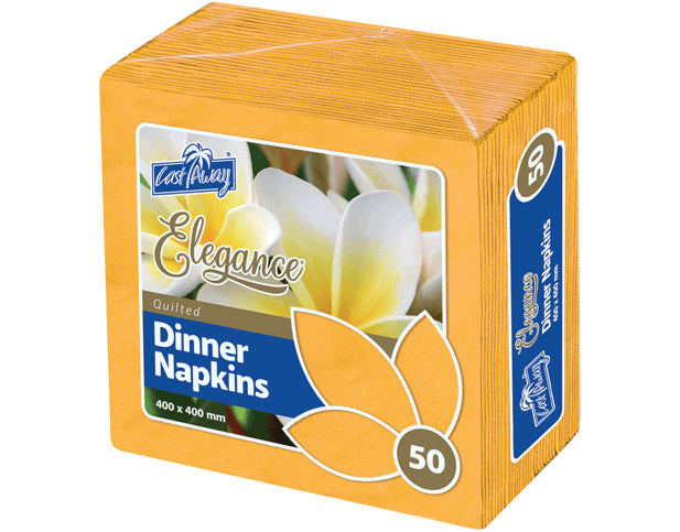 Dinner Napkins Quarter Fold, Gold 50PK 400 x 400 mm (open) NIS Packaging & Party Supply