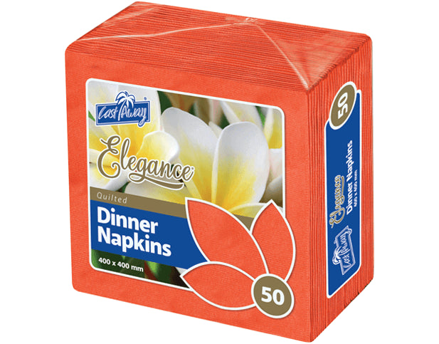 Dinner Napkins Quarter Fold, Red 50PK 400 x 400 mm (open) NIS Packaging & Party Supply