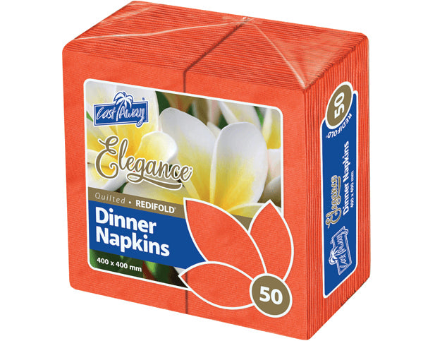 Dinner Napkins RediFold, Red 50PK 400 x 400 mm (open) NIS Packaging & Party Supply