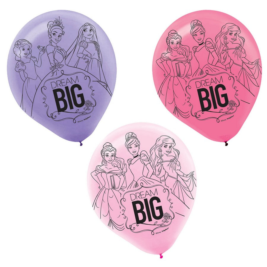 Disney Princess Dream Big 30cm Latex Balloons 6pk NIS Packaging & Party Supply