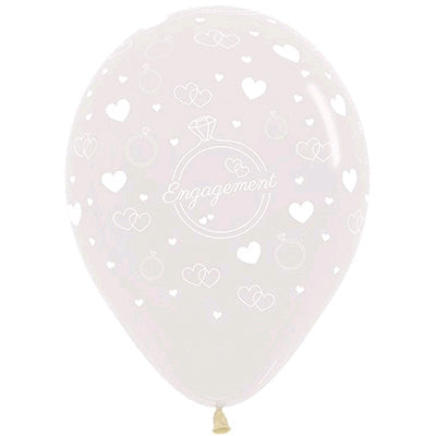 Engagement Diamond Rings & Hearts Crystal Clear Latex Balloons, 6PK NIS Packaging & Party Supply
