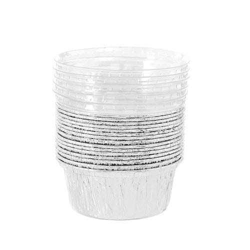 FOIL Baking Cup PLASTIC LID SQE 8.5 (15PK) NIS Packaging & Party Supply