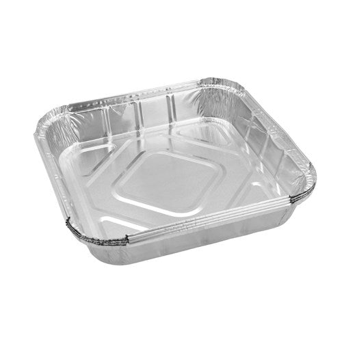 FOIL CONTAINER W/ LID 4PK 25X25X5CM SHELF READY PDQ NIS Packaging & Party Supply